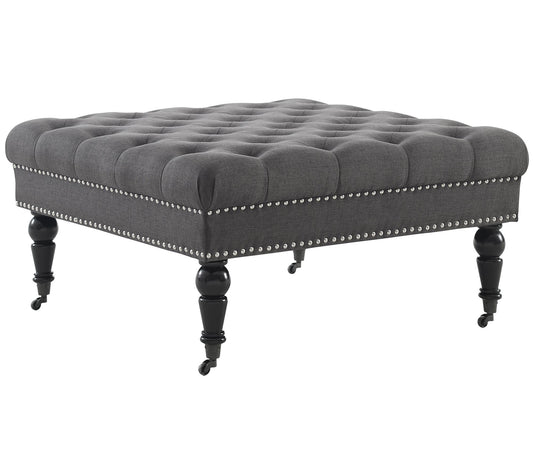 Linon Home Eva Square Tufted Decorative Upholstered Ottoman