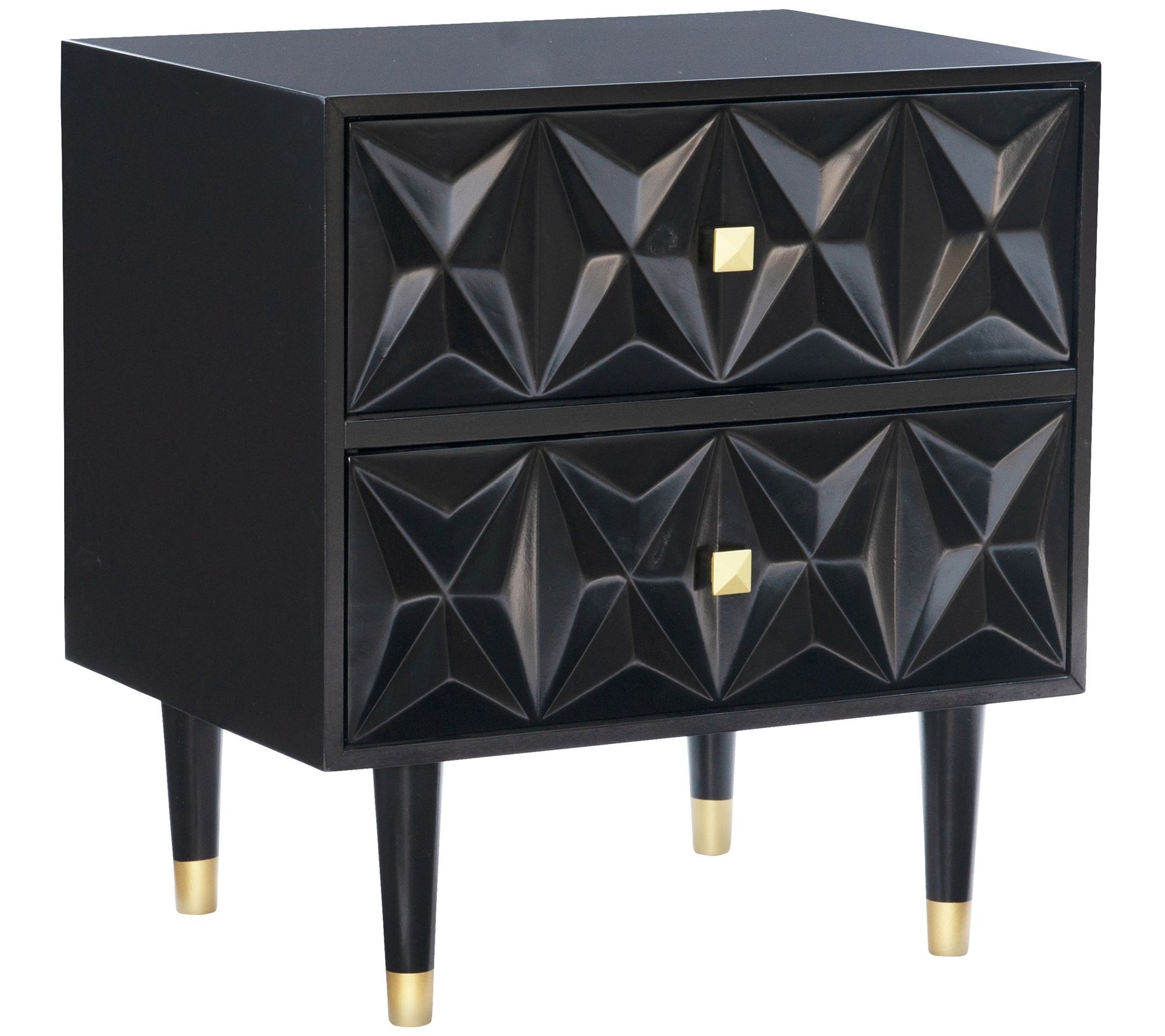 Linon Home Hadley Stylish Two Drawer Geo Textured Nightstand