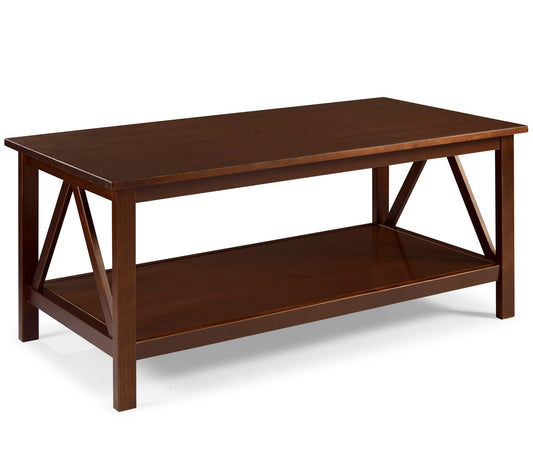 Linon Home Hollis Antique Tobacco Coffee TableW/ Bottom Shelf