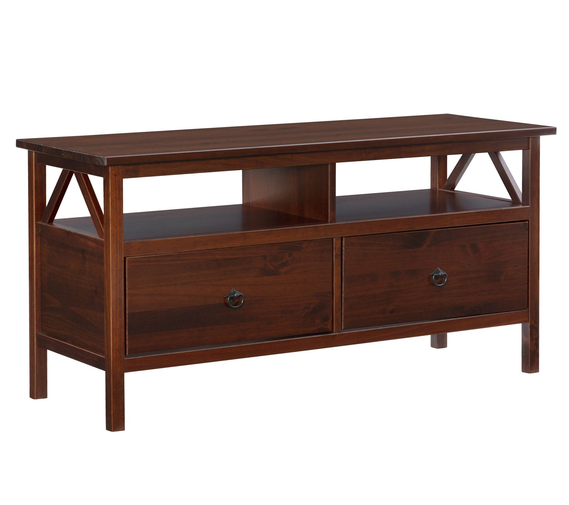 Linon Home Hollis Antique Tobacco TV Stand W/ 2Deep Drawers