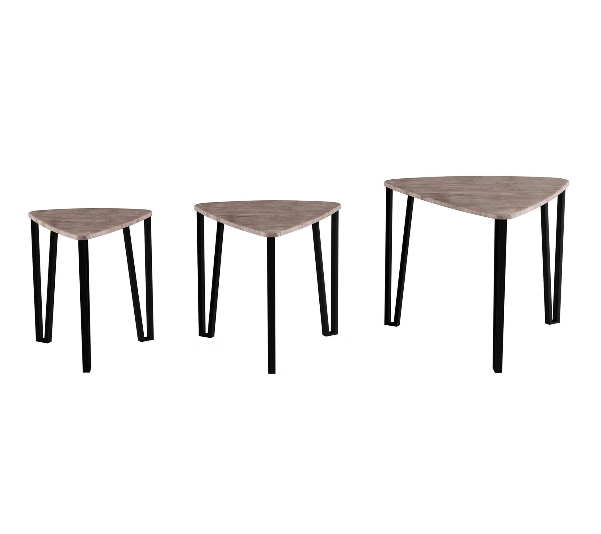 Lavish Home Nesting Tables-Set of 3, Modern Woodgrain Look