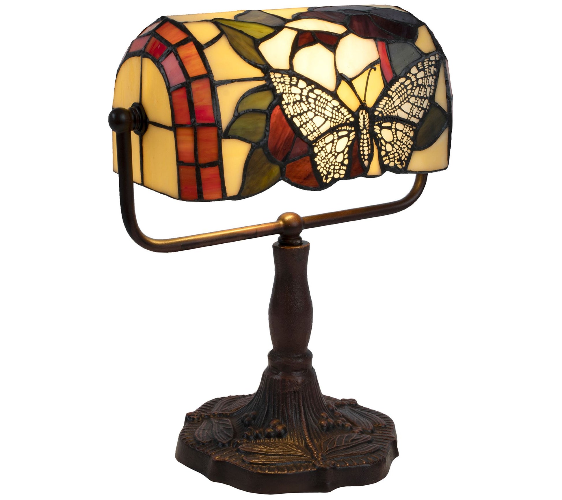 Tiffany Style Bankers Lamp Butterfly Design byHastings Home