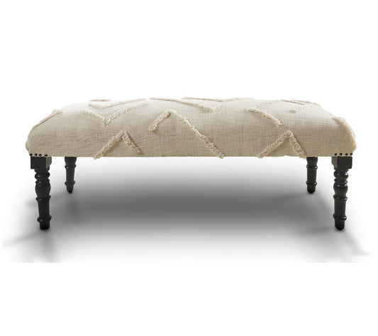 Ox Bay Overtufted Cream Indoor Bench