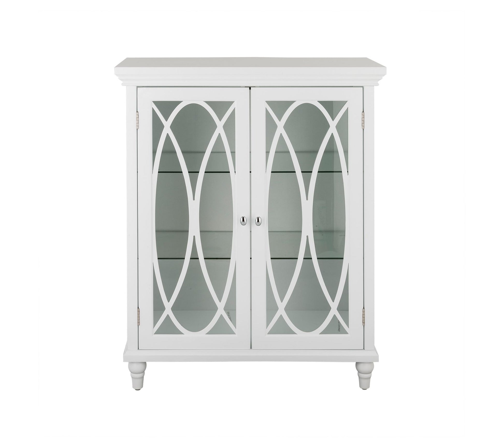 Florence Double Door Floor Cabinet, 2 Adjustable Glass Shelve