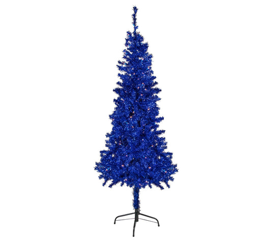 Northlight 6' Prelit Blue Tinsel Christmas Tree, Clear Lights
