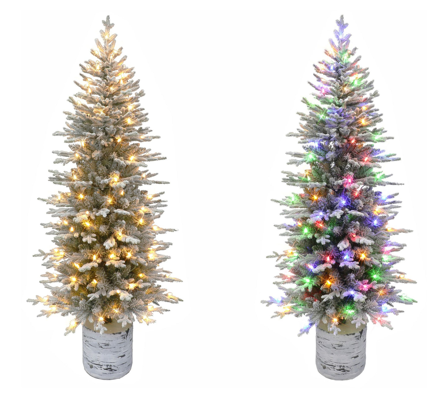 Puleo 6' Prelit Potted Flocked Arctic Fir Pencil Tree,