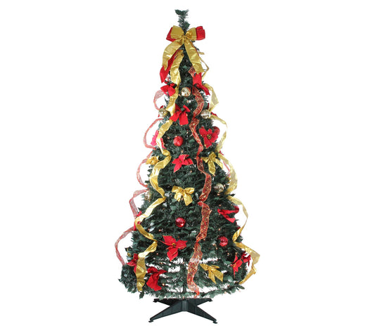 Northlight 6' Gold & Red Pre-Decorated Pop-Up C hristmas Tree