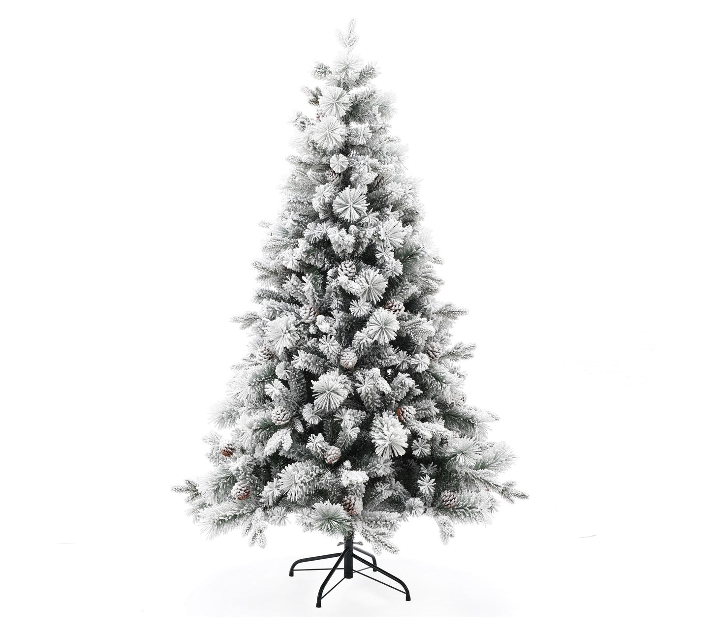 LuxenHome 6' Artificial Flocked Full Pine Chris tmas Tree