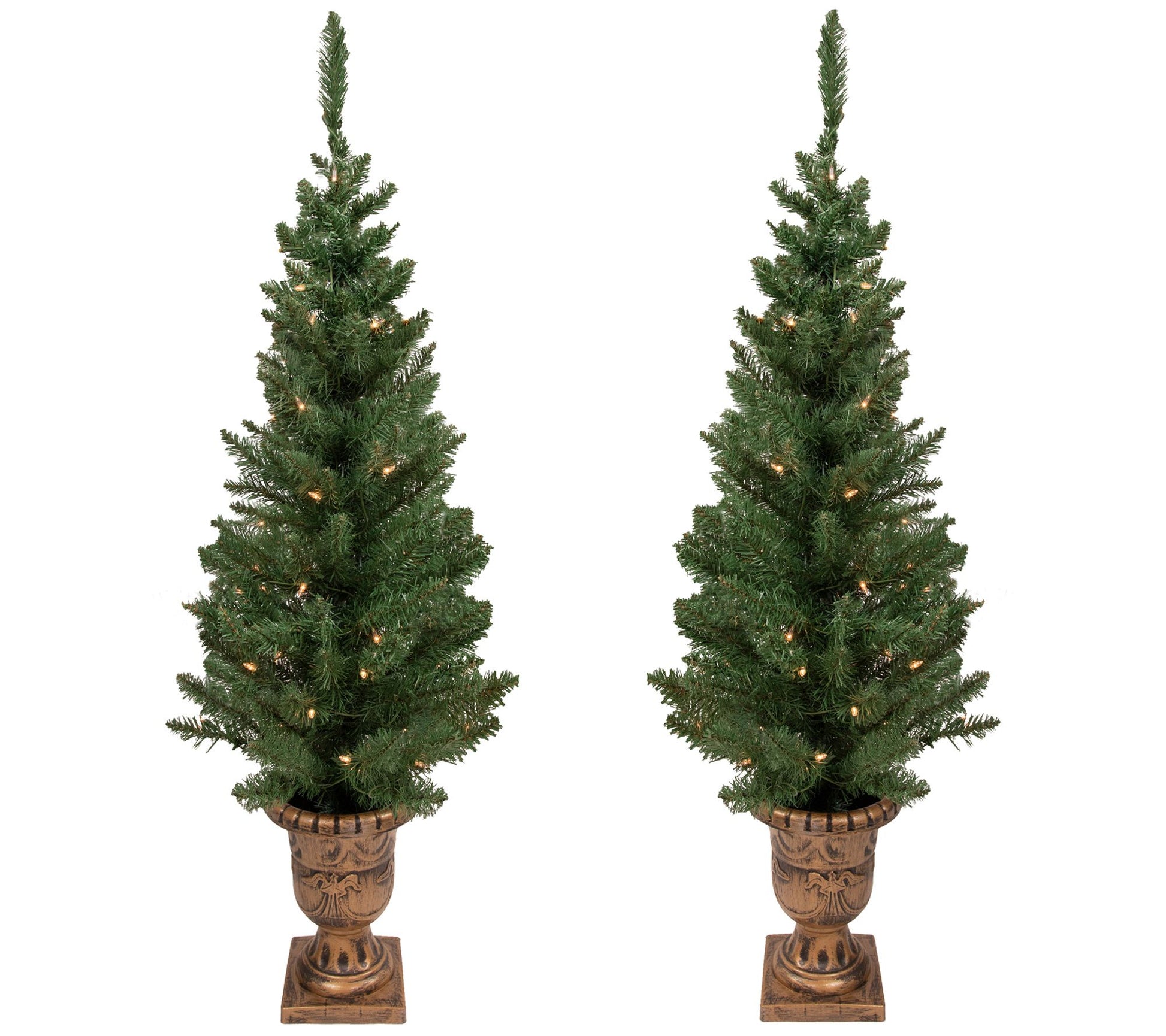 Northlight S/2 Pre-Lit Potted Pine Topiary Slim Trees 4'