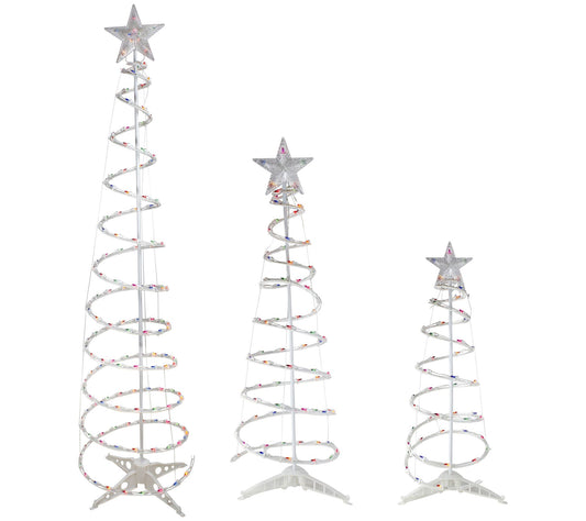 Norhtlight S/3 Lighted Multi-Color Spiral Christmas Trees