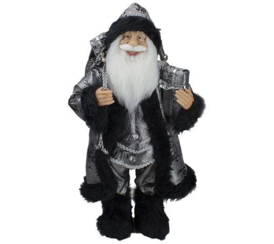 Northlight 24" Santa Claus in Silver & Black w/ Gifts Figure