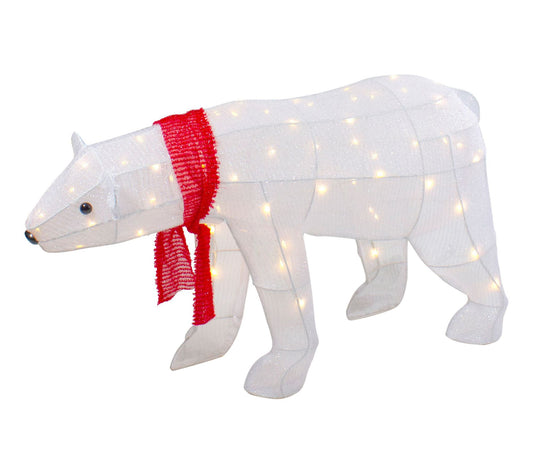 Northlight 32" LED Lit Tinsel Polar Bear Outdoor Christmas