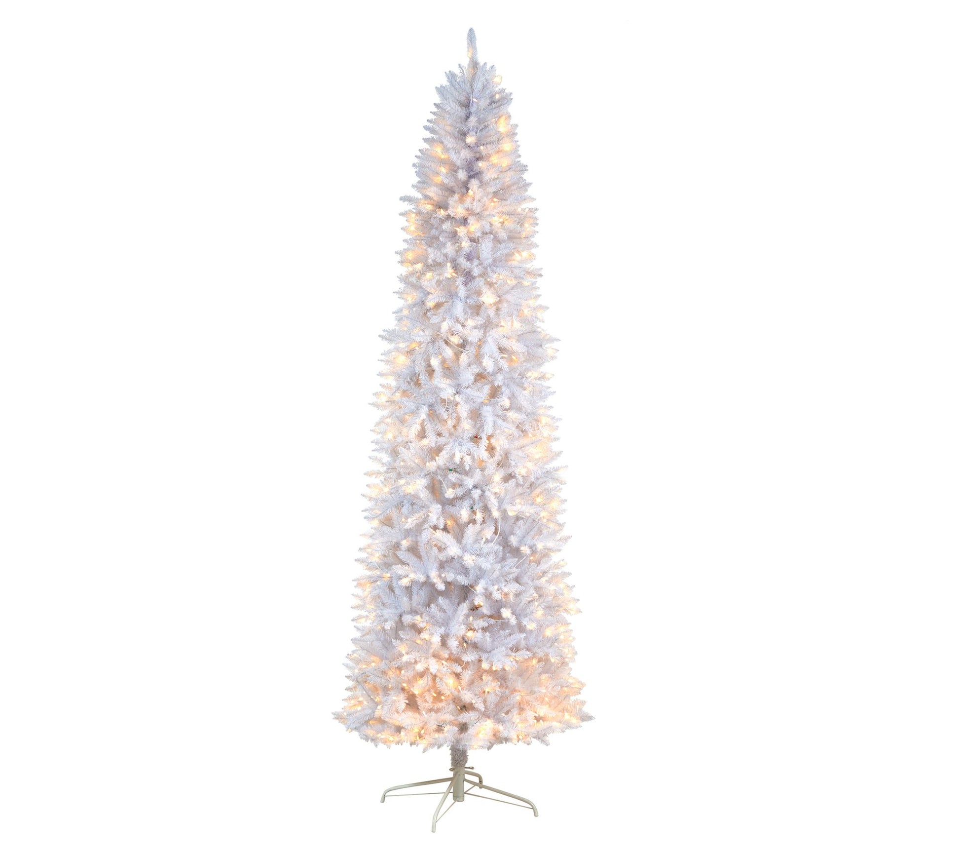 Nearly Natural 9'H Slim White Christmas Tree with 600 Lights
