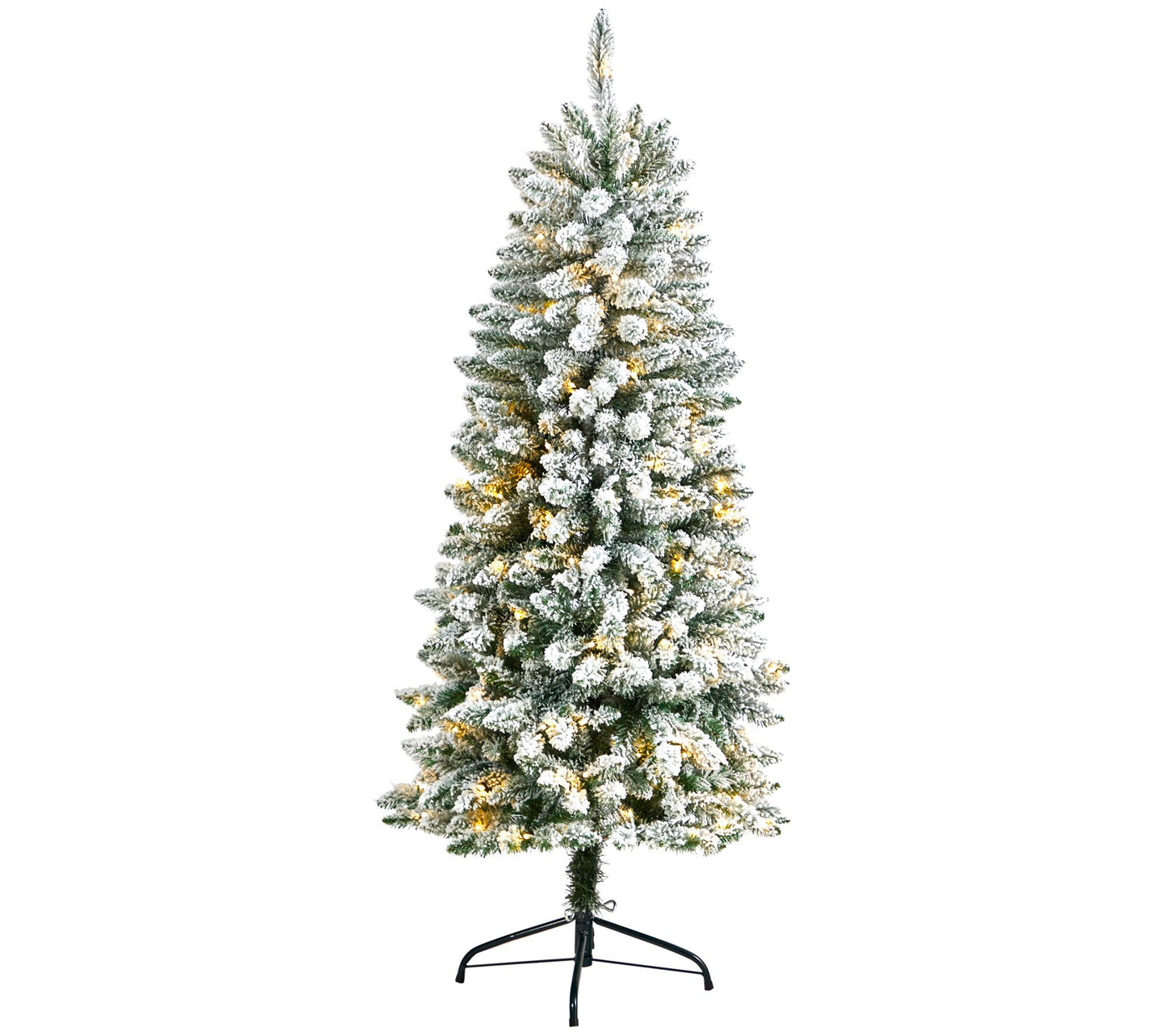 Nearly Natural 5' Slim Flocked Montreal Fir Tre e w/150 Lights