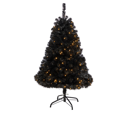 Nearly Natural 4' Black Tree w/170 Clear LED Lights