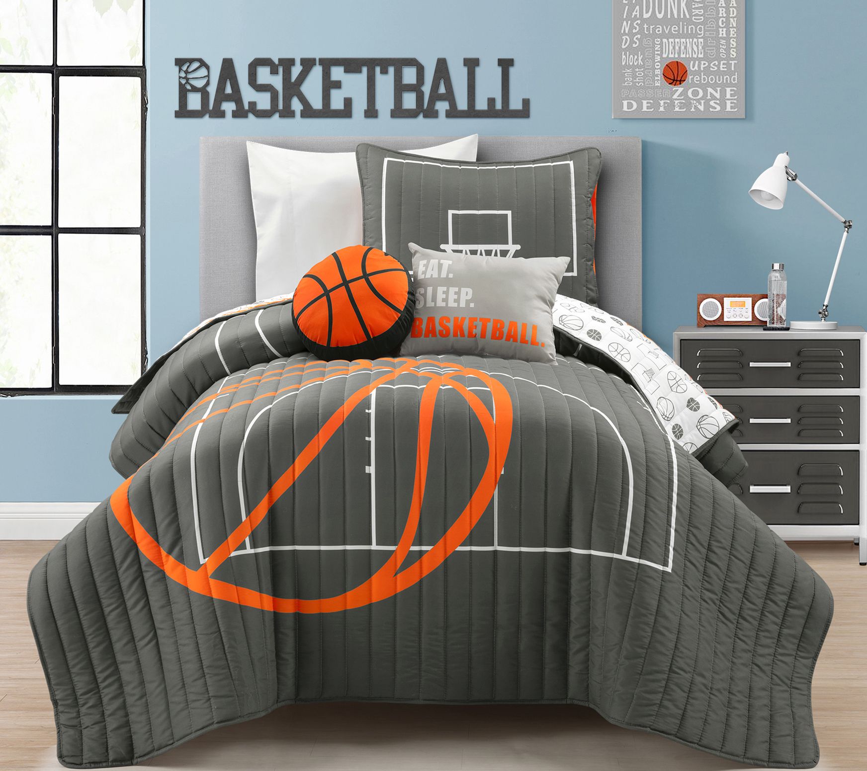 Basketball Game Oversized Quilt 4-Pc Set Twin by Lush Decor