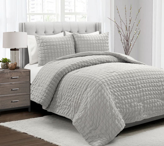 Crinkle Textured Dobby Comforter 3-Piece Queenby Lush Decor