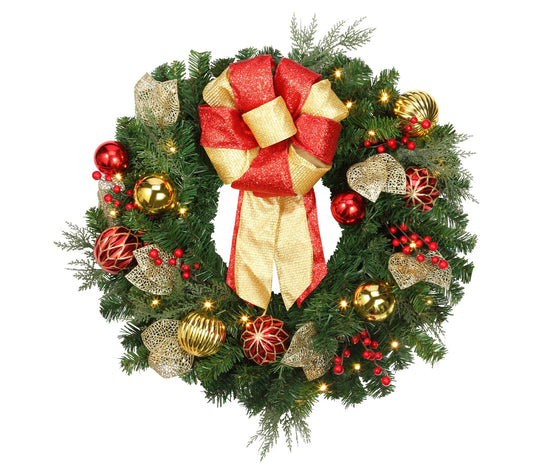 Haute Decor 24" Madison Prelit Wreath w/30 LED Lights