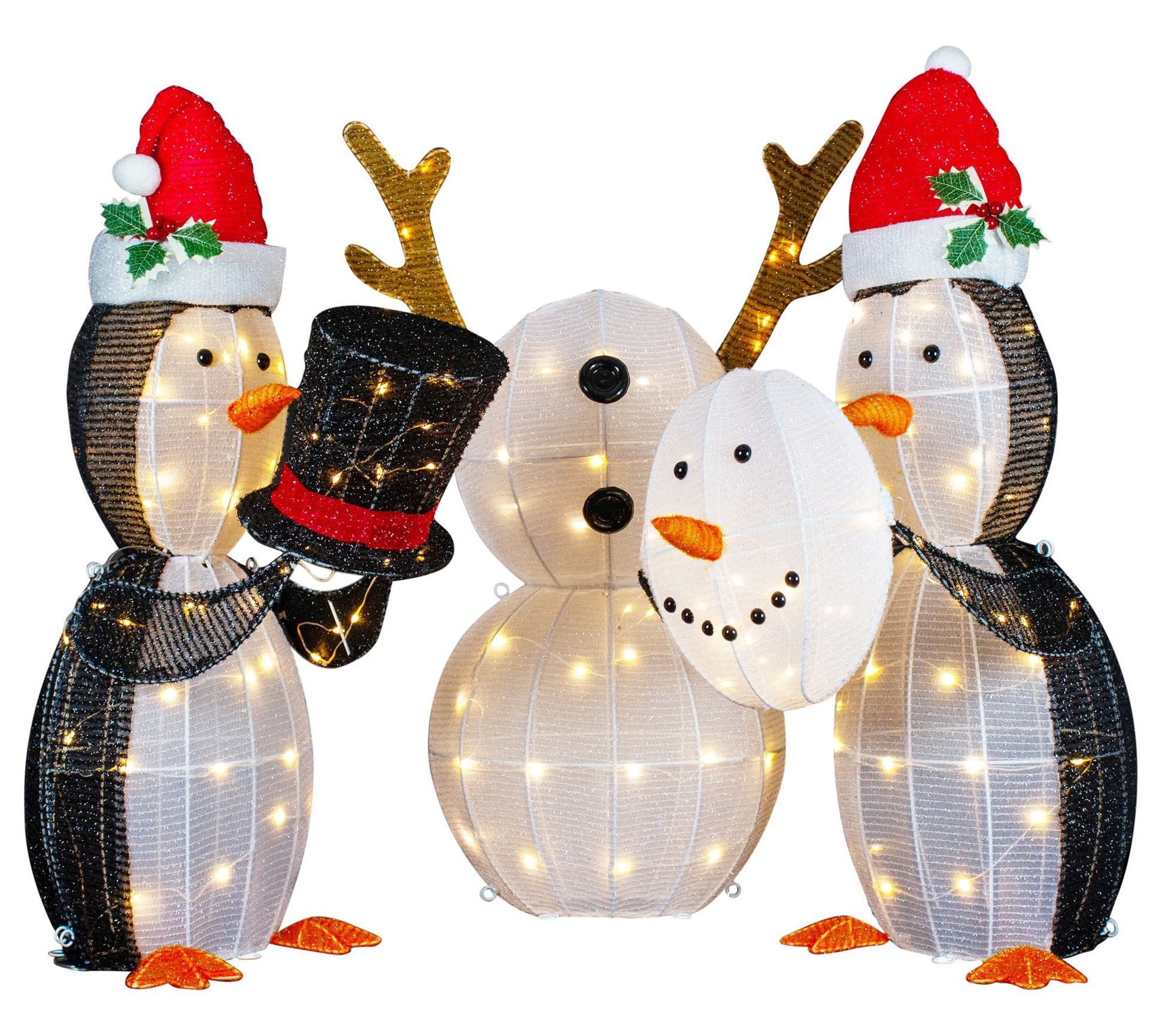Northlight S/3 LED Penguins Building Snowman Decoration