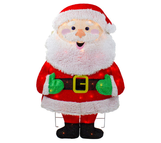Northlight 32" Lit 2D Chenille Santa Christmas Decoration