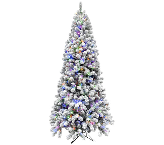 Fraser Hill Farm Prelit 6.5' Flocked Alaskan Pi ne Tree