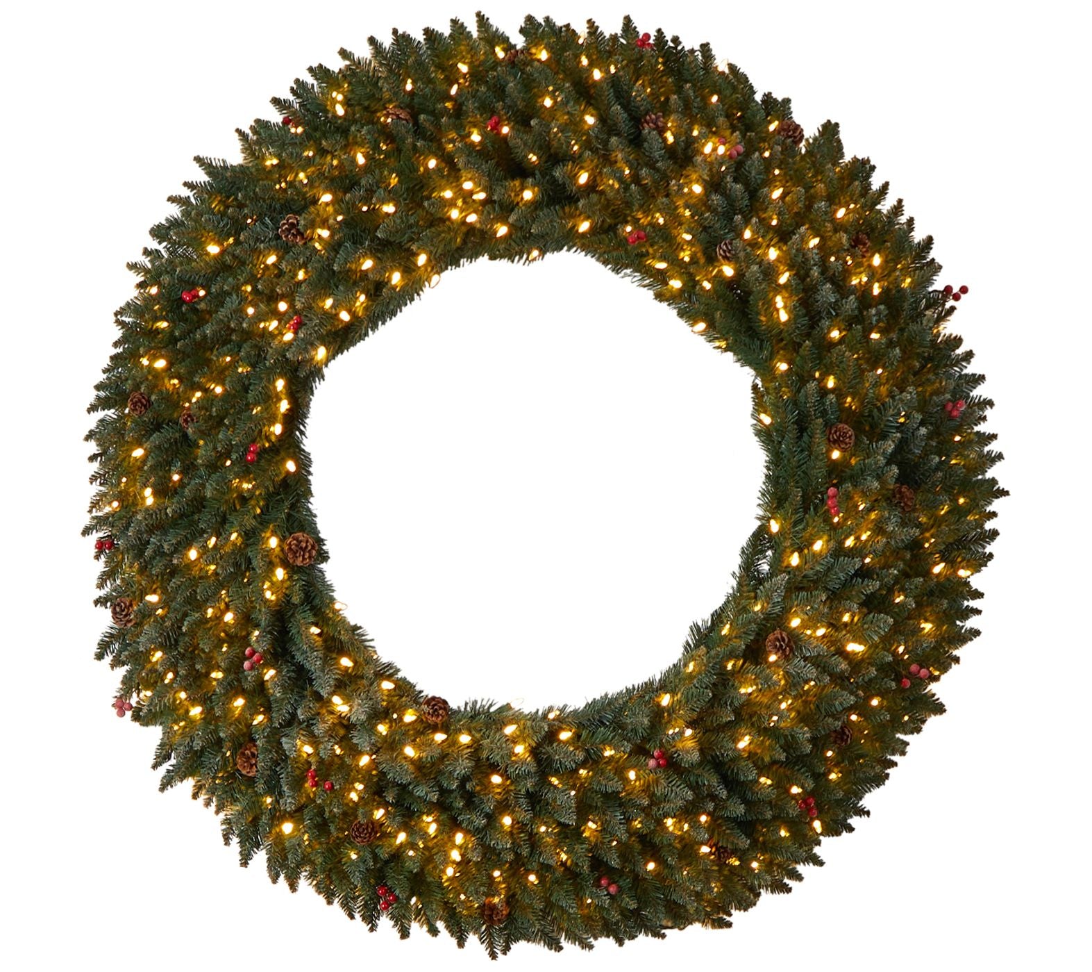Nearly Natural 5' Large Flocked  Christmas Wreath w/400 Lights