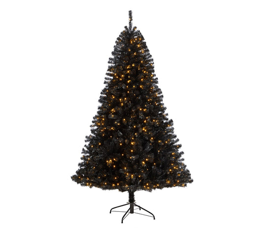 Nearly Natural 7' Black Christmas Tree w/500 Lights