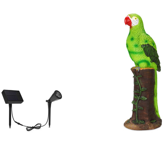 Techko Green Parrot Statue with Solar Spotlight