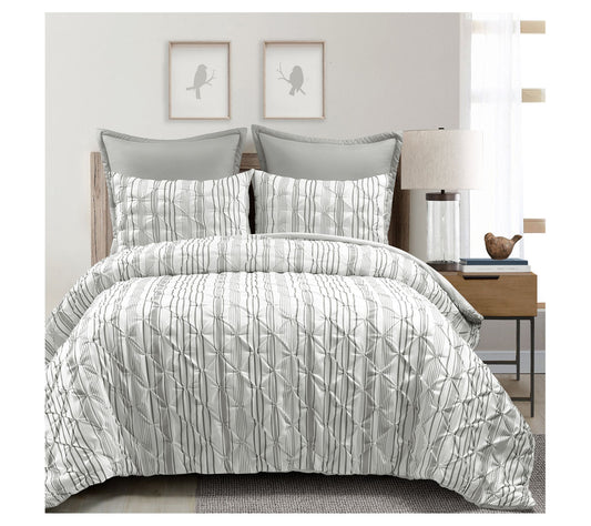 Lush Decor Ravello Pintuck Stripe Comforter 5-P iece Set F/QN