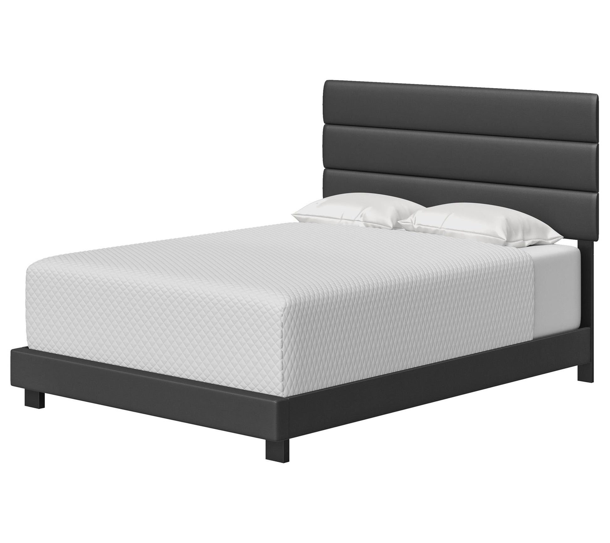 Napoli Faux-Leather 4-Slat Bed Frame with Headboard - King