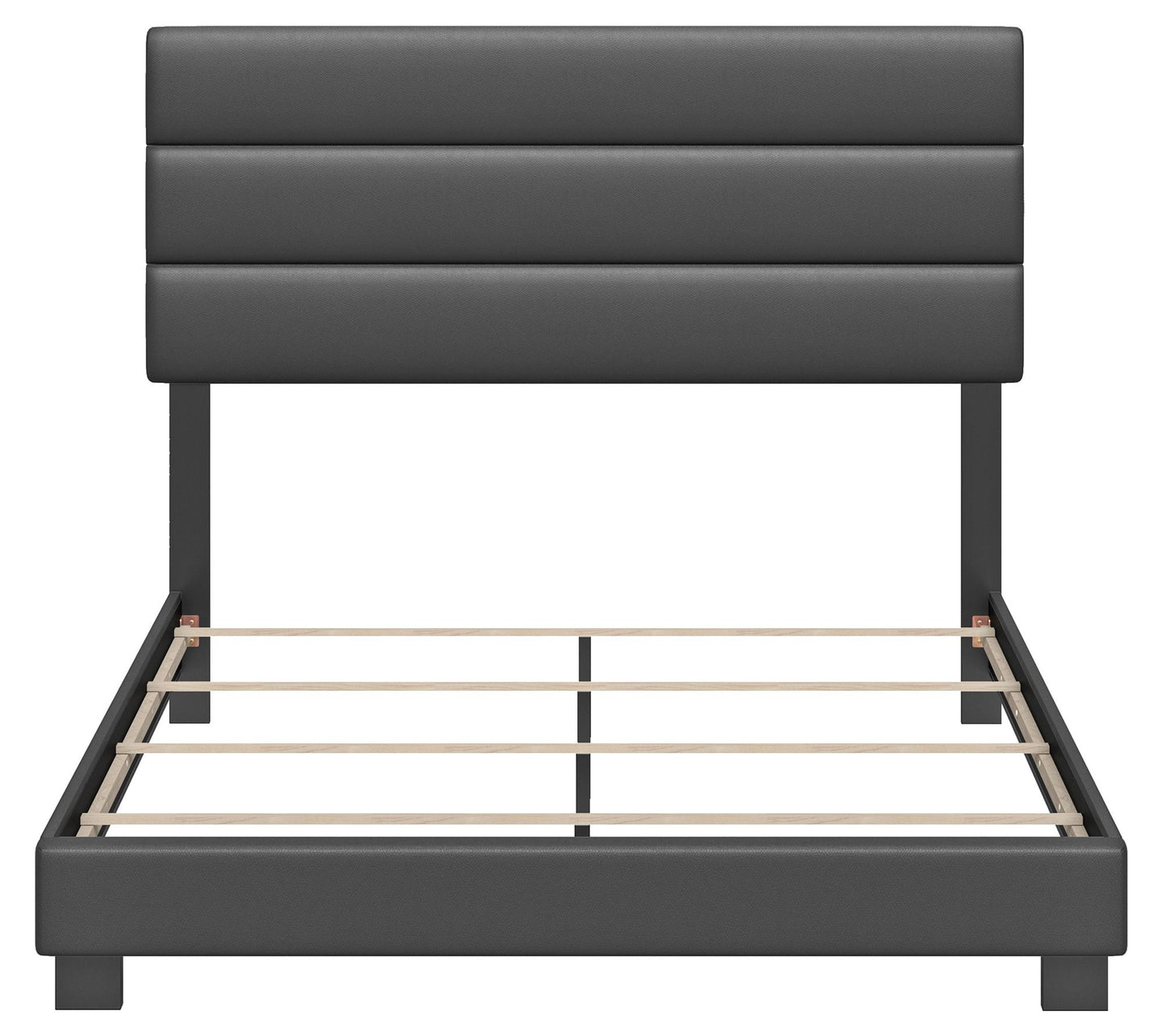 Napoli Faux-Leather 4-Slat Bed Frame with Headboard - Twin