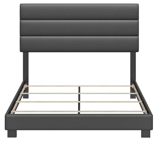 Napoli Faux-Leather 4-Slat Bed Frame with Headboard - Twin