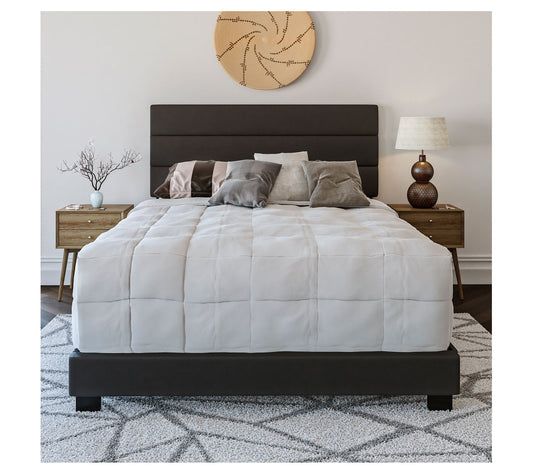 Napoli Faux-Leather 4-Slat Bed Frame with Headboard - Queen