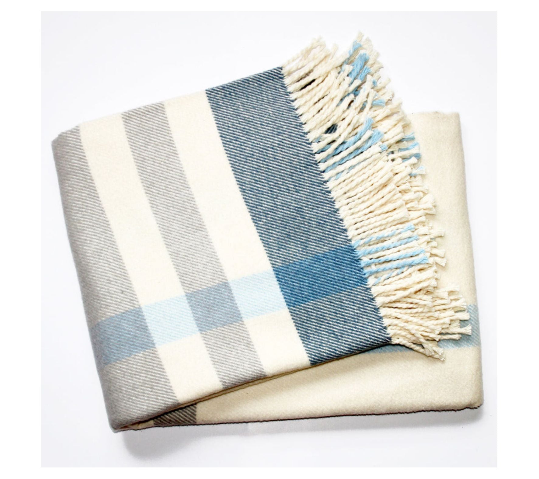 HomeRoots Plush Multi Blue Plaid Throw Blanketwith Tassels