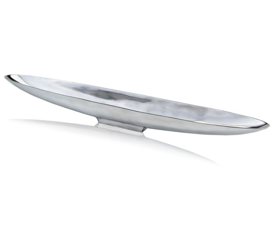 HomeRoots 47" Contempo Shiny Silver XL Long Boat Tray