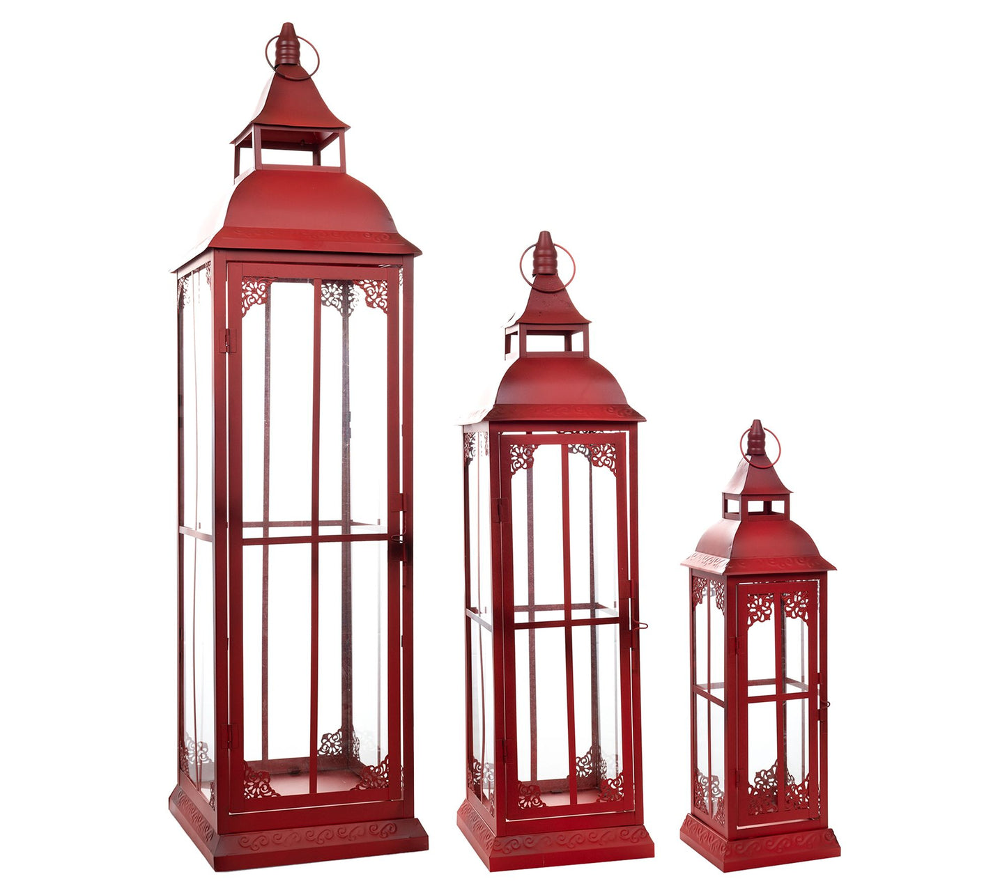 Melrose Ornate Metal Floor Lantern (Set of 3)