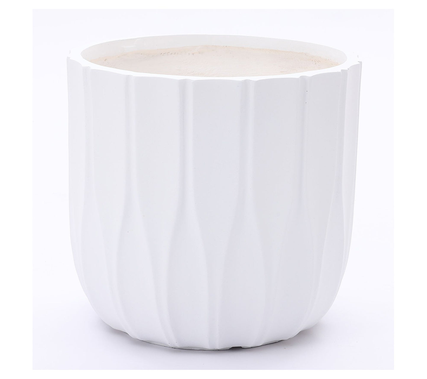 LuxenHome White MgO 14.5" Round Planter