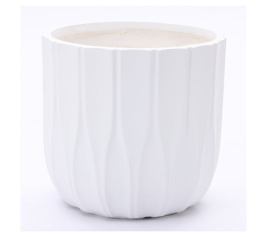 LuxenHome White MgO 14.5" Round Planter