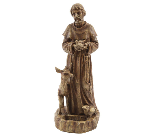 LuxenHome Weathered Brown MgO 24.6" H Saint Francis Garden Sta