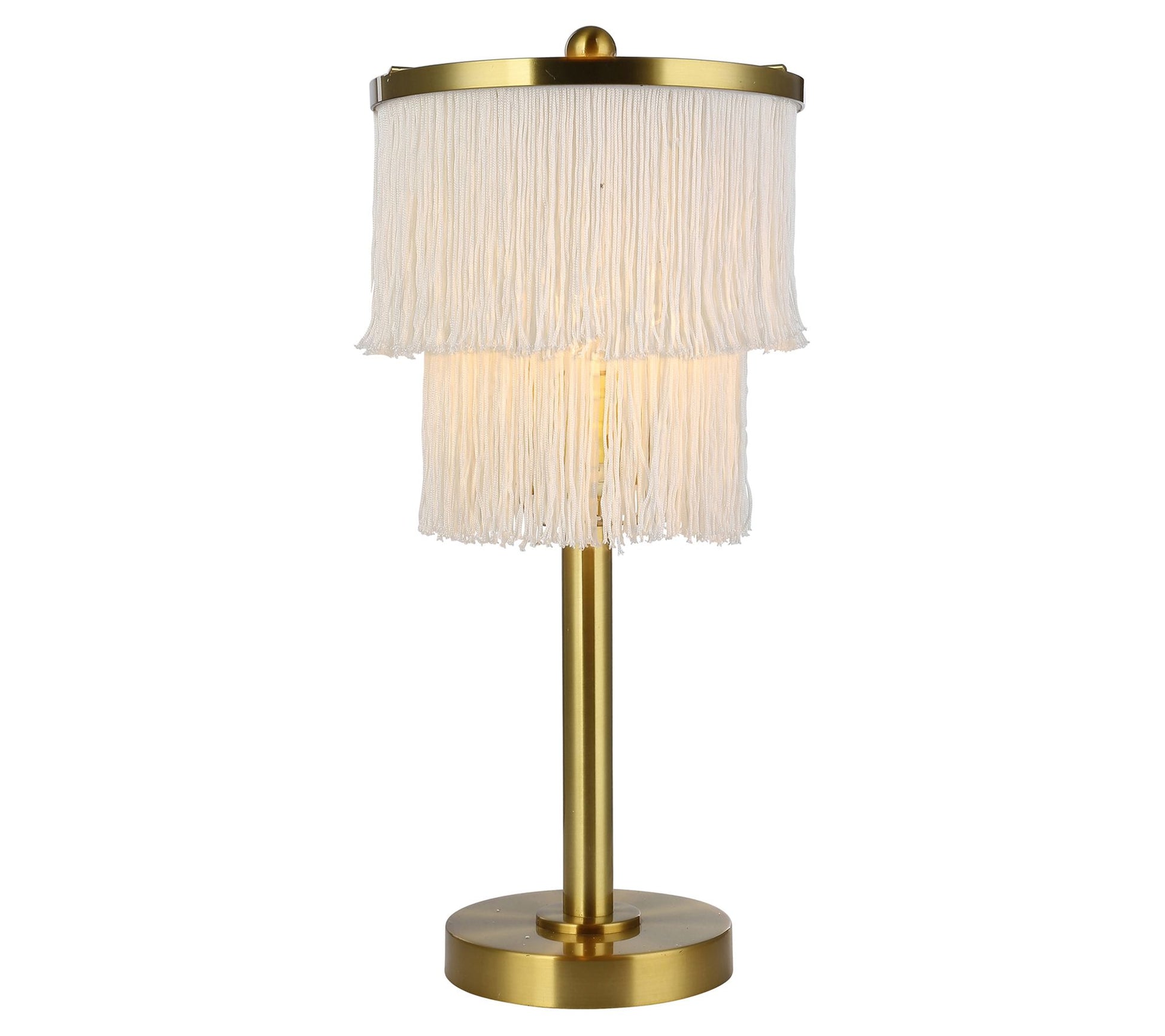 River of Goods Polished Metal Accent Lamp With Fringe Shade