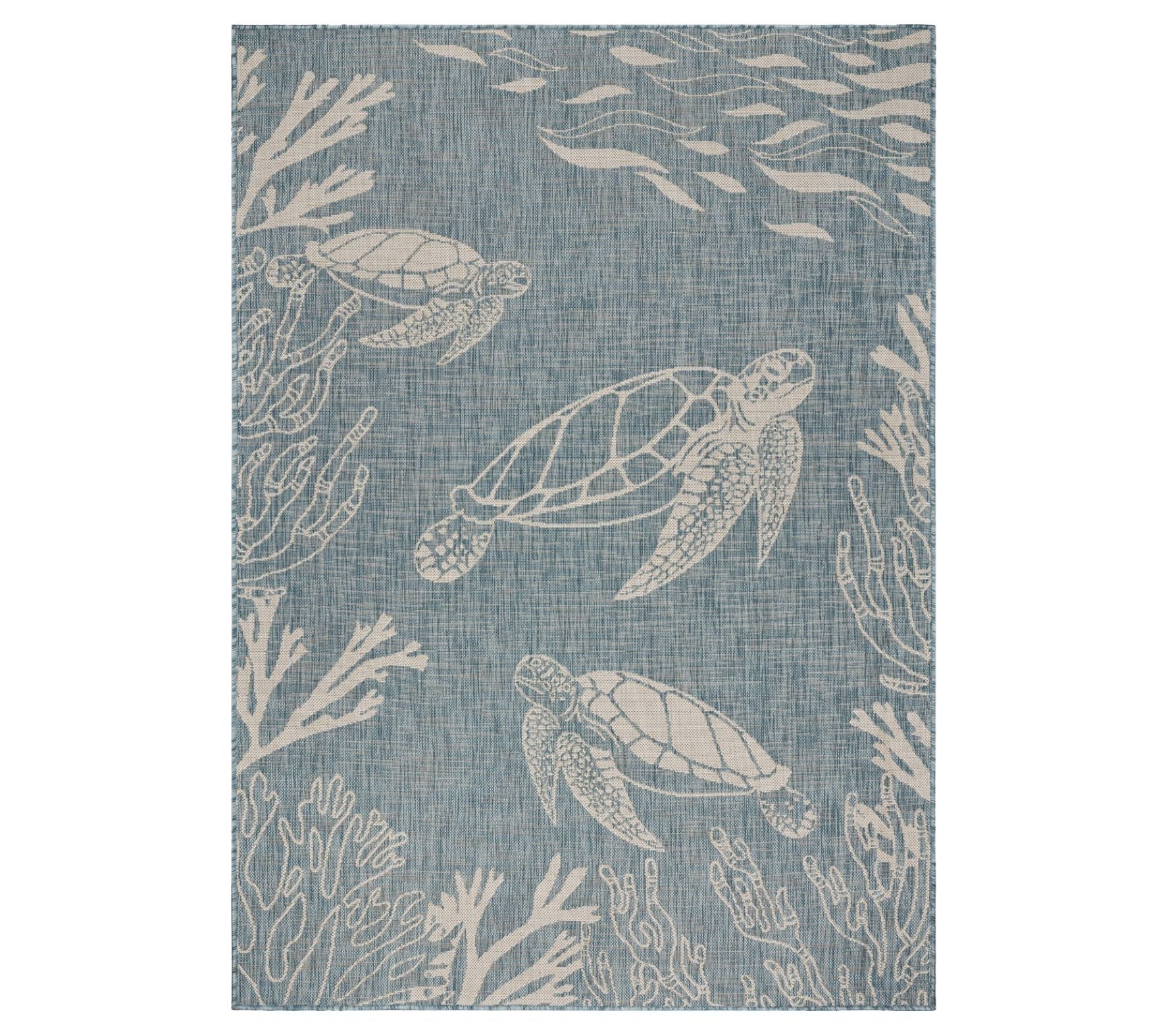 Homeroots 63"x84" Turtle Indoor Outdoor Area Rug