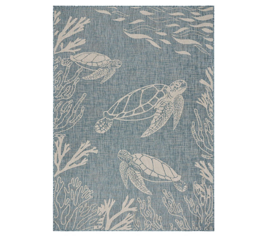 Homeroots 63"x84" Turtle Indoor Outdoor Area Rug