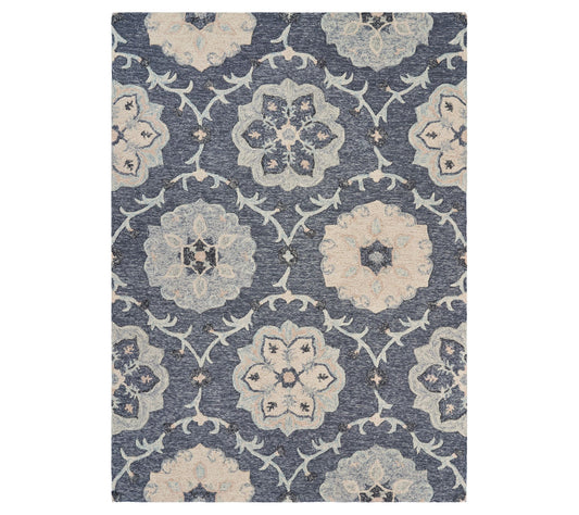 Ox Bay Deep Gray Floral Garden Area Rug, 5' x 7'