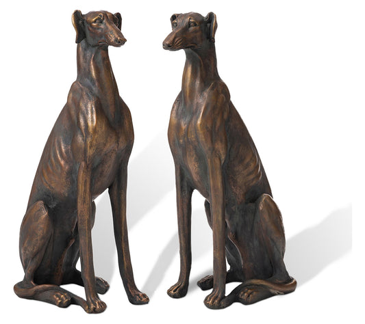 Glitzhome 30" Sitting Greyhound Garden StatuesS/2