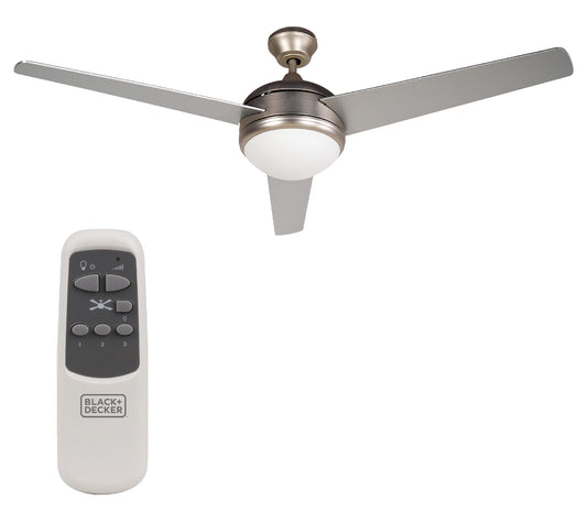 BLACK+DECKER 52 in. Ceiling Fa n with Remote C ontrol,Silver