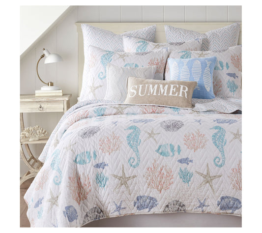 Levtex Home Blue Sea 3-Piece Coastal King/Cal K ing Quilt Set