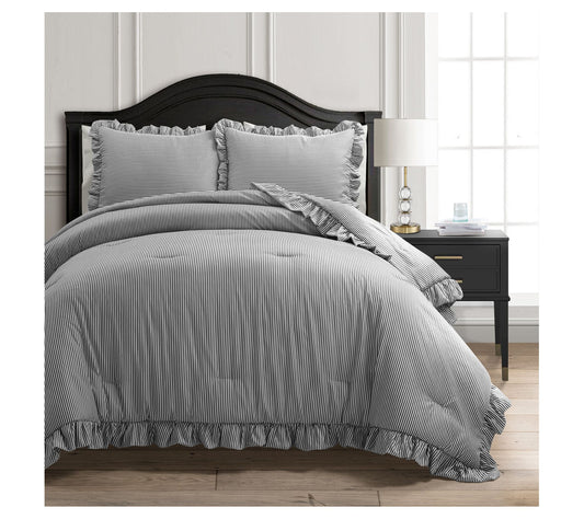 Lush Decor Reyna Stripe Ruffle Soft Comforter 3c King