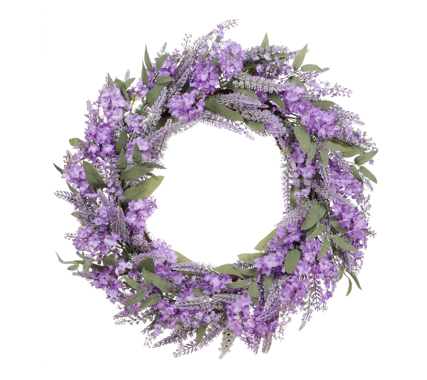 Puleo 30" Lavender Floral Spring Wreath With Green Leaves