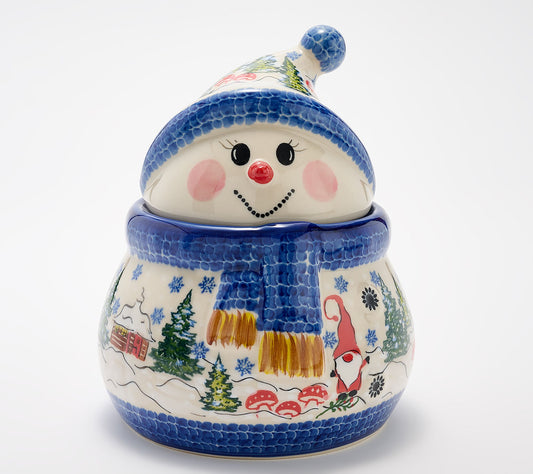 Lidia's Polish Pottery Snowman Cookie Jar