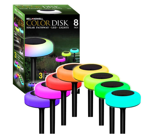 Bell + Howell Solar Powered Color Changing Disk Lights 8 Pack